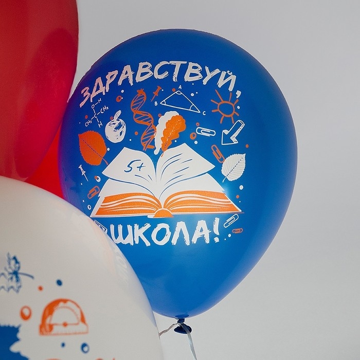 Шар латексный 12" &laquo;1 Сентября&raquo;, 1-сторонний, 5 дизайнов, шелкография, набор 25 шт., МИКС