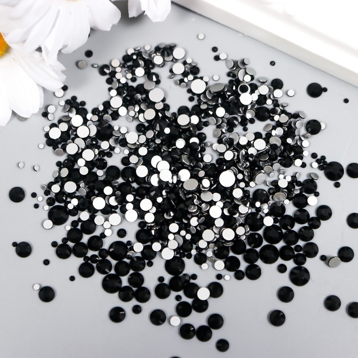 Декор для творчества стекло Декор для творчества стекло "Стразы усечённый конус. Чёрные" d=1,5-6,5 мм набор 1000 шт