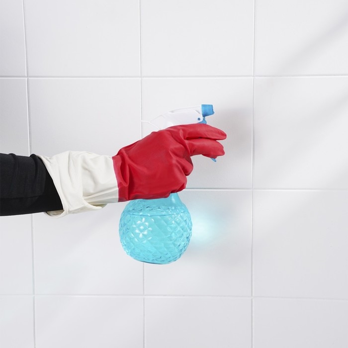 Перчатки хозяйственные резиновые Доляна, размер S, плотные, 50 гр, цвет красный Перчатки хозяйственные резиновые Доляна, размер S, плотные, 50 гр, цвет красный