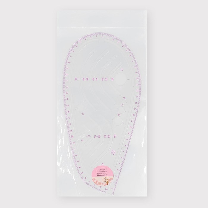 Лекало портновское метрическое «Капля», 26 × 12,5 см, толщина 0,5 мм, цвет прозрачный