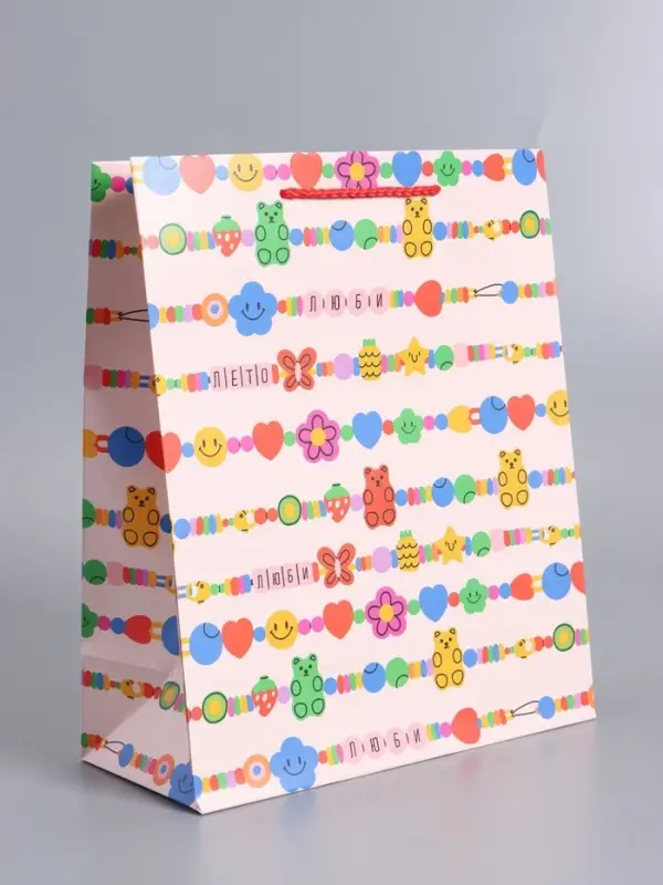 Пакет подарочный "Бусы" ламинированный 26 х 12 х 32 см