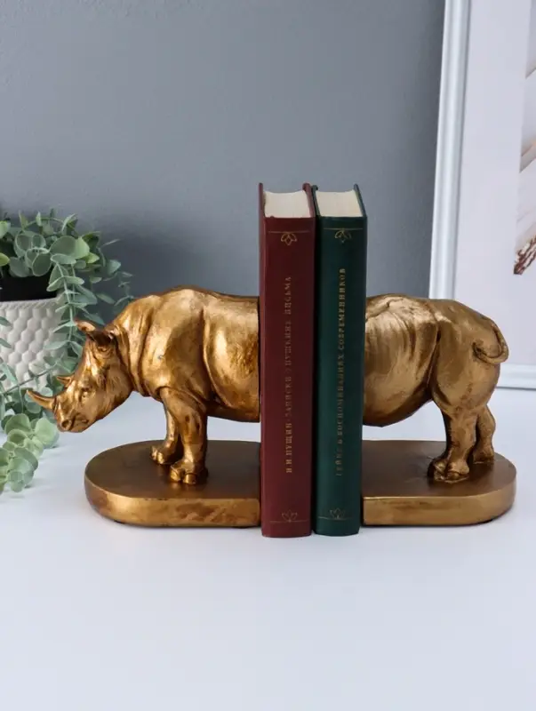 Держатели для книг полистоун "Носорог" набор 2 шт 12х26,5х15 см
