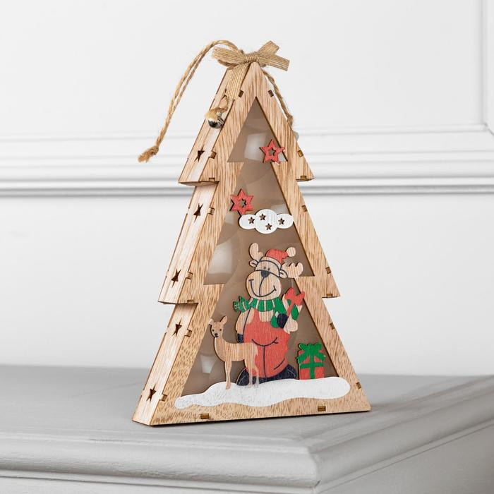 Светодиодная фигура «Ёлка с оленем» 14 × 22.5 × 4 см, дерево, батарейки АААх2 (не в комплекте), свечение тёплое белое Светодиодная фигура «Ёлка с оленем» 14 × 22.5 × 4 см, дерево, батарейки АААх2 (не в комплекте), свечение тёплое белое