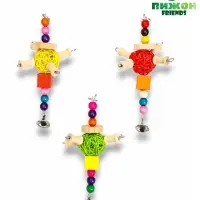 Игрушка для птиц "Деревяшка", 22 х 9 см, микс цветов