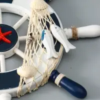 Декор настенный, панно &laquo;Штурвал с морской звездой&raquo;, бело-синий, 33&times;33&times;2 см