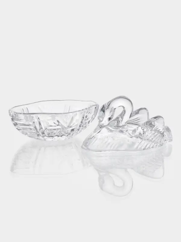 Икорница стеклянная  Икорница стеклянная "Лебедь" 13,5х8,7х13 см, прозрачная