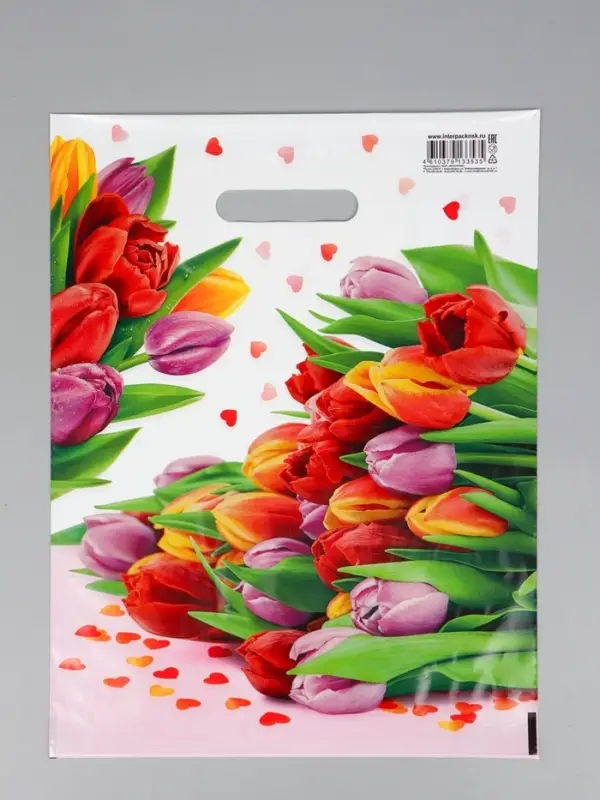 Пакет "Март", полиэтиленовый с вырубной ручкой, 31х40 см, 60 мкм