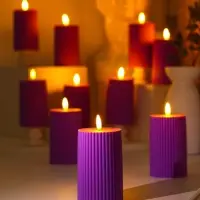 Светодиодная свеча, ночник LED RISALUX &laquo;Уют&raquo;, 3&times;ААА, сиреневый, 7.5&times;7.5&times;12.5 см