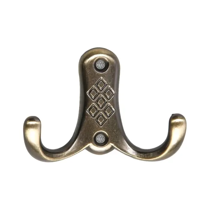 Крючок мебельный ТУНДРА TKd=024, двухрожковый, бронза