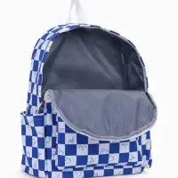 Рюкзак молодёжный на молнии, с карманами, в клетку, размер 30&times;13.5&times;41 см, синий