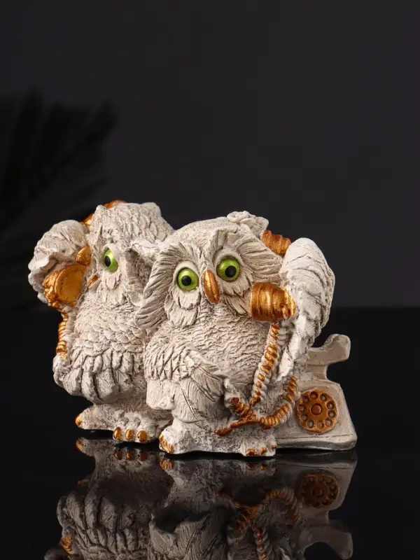 Фигура "Совы говорят по телефону" 8х12х7 см, серый