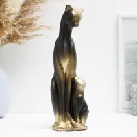 Фигурка гипс &laquo;Кошка с котенком&raquo;, чёрная в золоте, 21&times;7&times;7 см