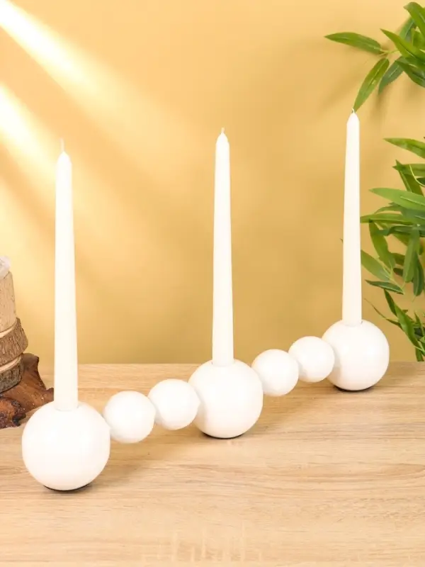 Подсвечник на 3 свечи «Бусы», с 7 сферами, 45×8×8 см, белый Подсвечник на 3 свечи «Бусы», с 7 сферами, 45×8×8 см, белый