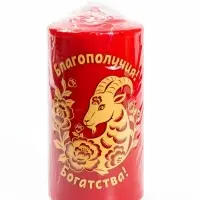 Свеча новогодняя столбик &laquo;Благополучия, богатства!&raquo; 5&times;5&times;10 см, бордовый с золотом