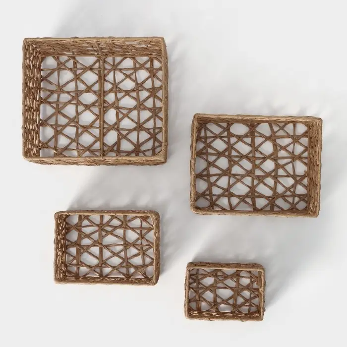 Корзины для хранения LaDо́m &laquo;Паутинка&raquo;, 4 шт., ручной работы, бежевые