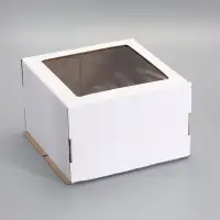 Коробка для торта, кондитерская, белая, с окном 30 х 30 х 19 см Набор 5 шт