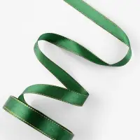 Лента атласная, с золотым люрексом, 15 мм, 23&plusmn;1 м, зелёная №049