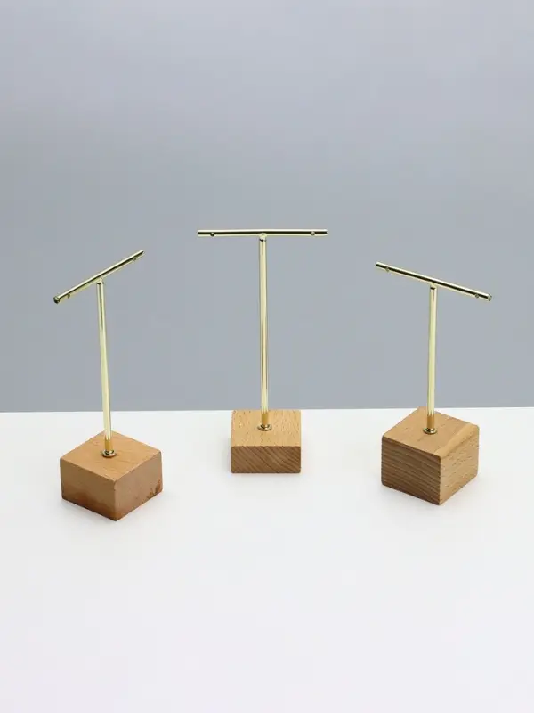 Подставка под серьги QF, Т-образная, набор 3 шт., 16, 13.5, 11.5 см, цвет золото