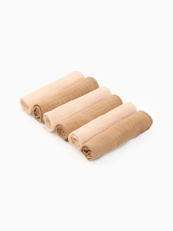 Платки носовые детские &laquo;Крошка Я. Сливочное масло&raquo;, 20&times;20 см - 6 шт., муслин, 100 % хлопок, бежевые