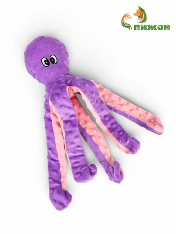 Мягкая игрушка для собак &laquo;Осьминог&raquo;, 45 см, с пищалкой, шуршащая, фиолетовая