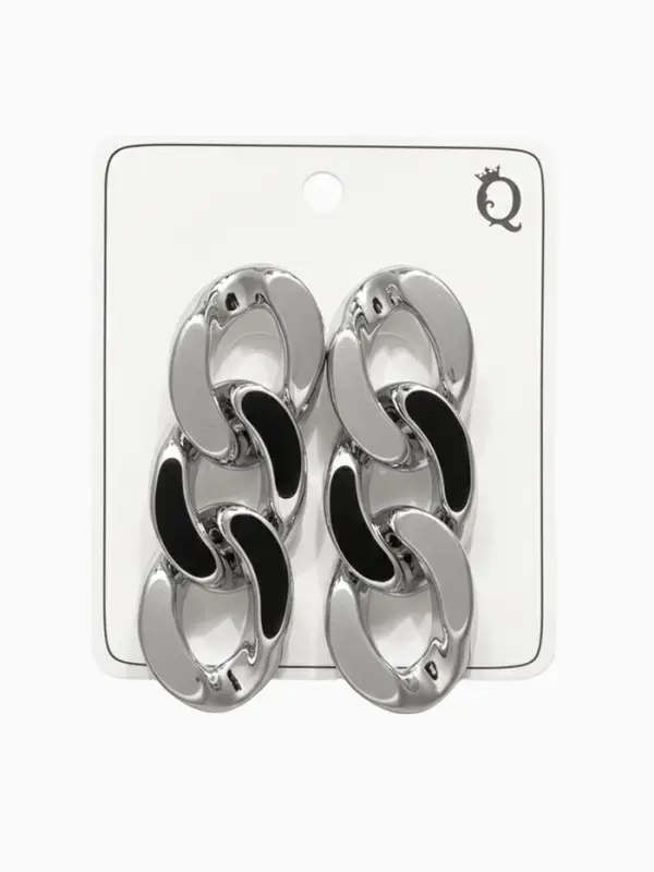 Серьги металл &laquo;Цепь&raquo;, диагональные звенья, цвет серебро