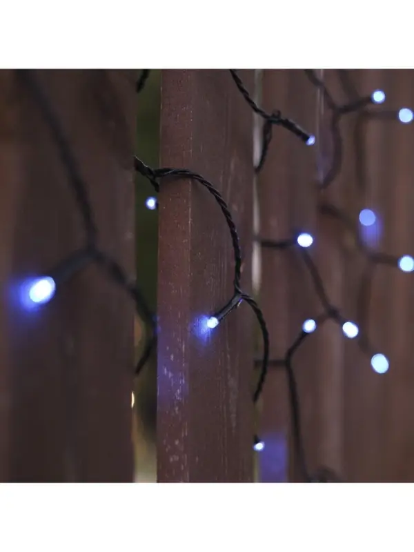Гирлянда &laquo;Нить&raquo; 20 м, IP44, тёмная нить, 200 LED, свечение синее, 8 режимов, 220 В