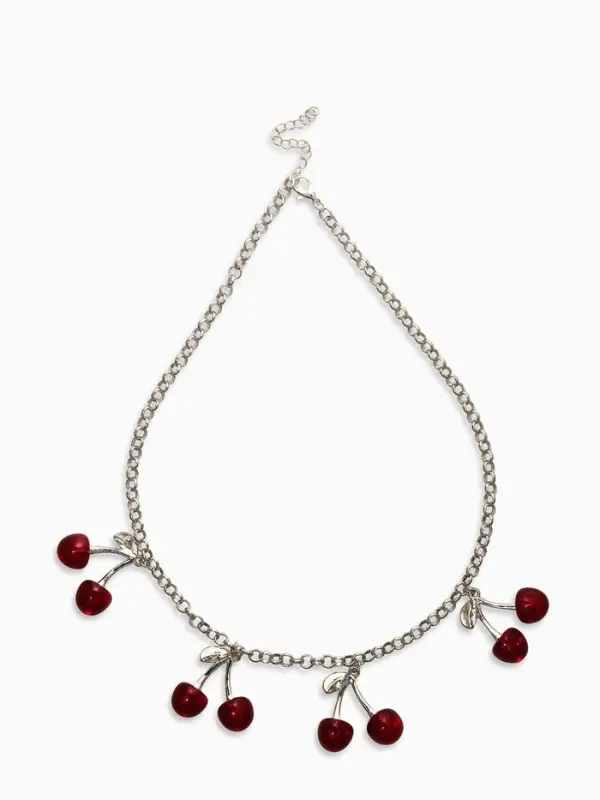 Цепь с подвесками Цепь с подвесками "Вишня", 40+удл, цвет красный в серебре