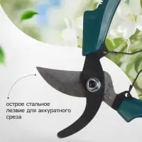 Секатор плоскостной, 8" (20 см), с пластиковыми ручками, Greengo