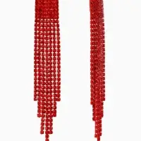 Серьги висячие со стразами &laquo;Маскарад&raquo; ступенька, цвет красный, 9.7 см