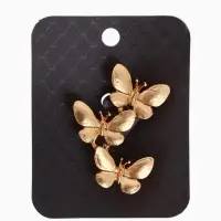 Брошь &laquo;Бабочки&raquo;, трио, цвет матовое золото
