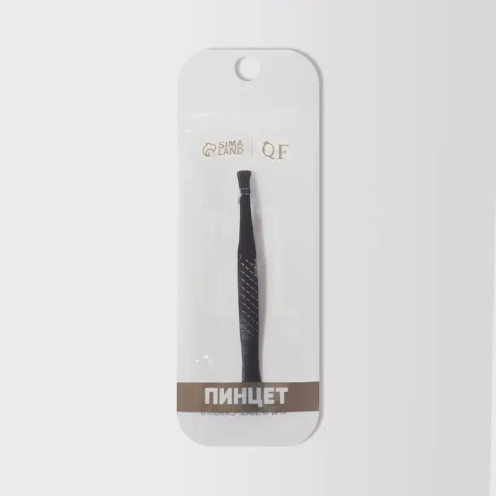 Пинцет прямой, широкий, 9 см, чёрный