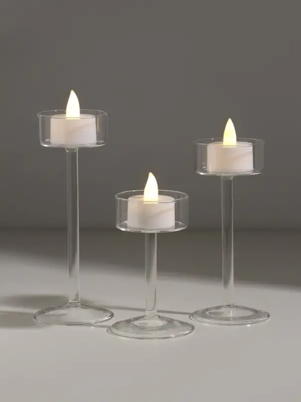 Подсвечник стекло  Подсвечник стекло "Моник" прозрачный d=5,4 см набор 3 шт 6,5х15 6,5х11 см 6,5х17 см