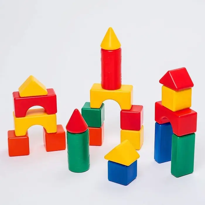 Кубики детские, пластиковые, цветные, 21 штука, 6&times;6 см