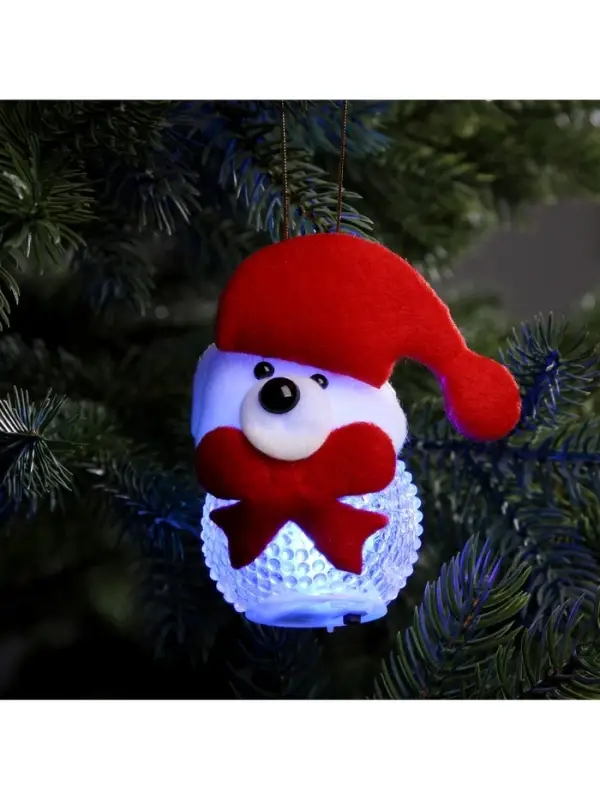 Ёлочная игрушка &laquo;Медвежонок&raquo;, 10 см, от батареек, свечение мульти (RGB)