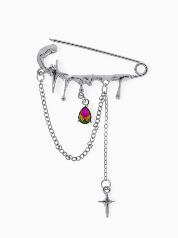 Булавка «Звёзды» с цепочками, цвет белый в серебре Булавка «Звёзды» с цепочками, цвет белый в серебре