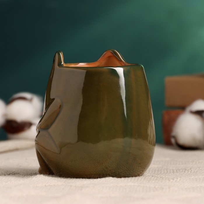 Горшок Горшок "Лягушка" зеленый, 8,5х8х9см