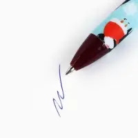 Ручка шариковая, синяя паста, 0.7 мм, автоматическая, матовая «Новый год: Кот Мороз»