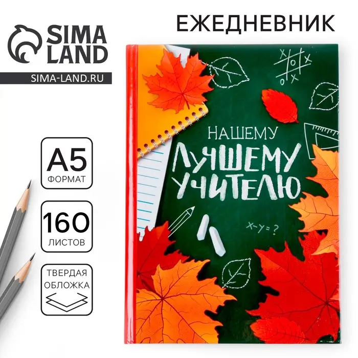 Ежедневник недатированный, А5, 160 л., твердая обложка &laquo;Нашему лучшему учителю&raquo;