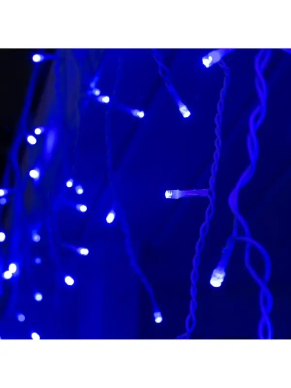 Гирлянда &laquo;Бахрома&raquo; 3&times;0.6 м, IP44, УМС, белая нить, 160 LED, свечение синее, 220 В