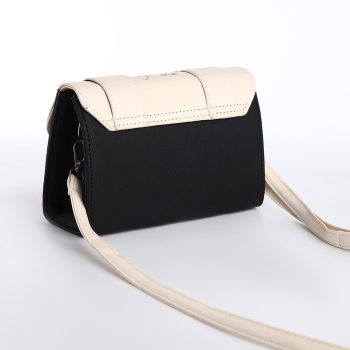 Сумка женская-мессенджер, цвет черный с белым 18,5*13*8 см Сумка женская-мессенджер, цвет черный с белым 18,5*13*8 см