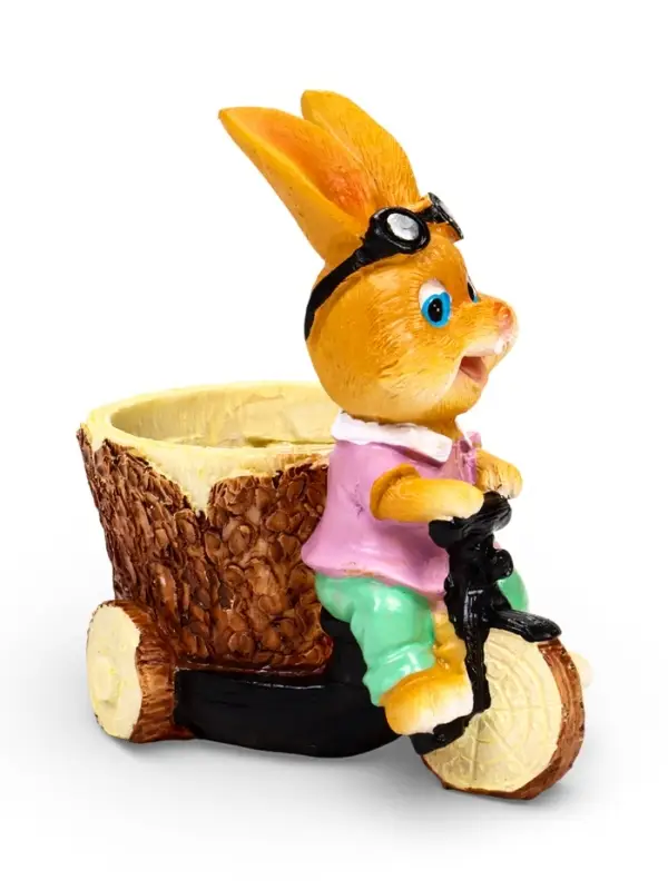 Фигурное кашпо 13 х 9 х 15см  "Заяц на велосипеде"