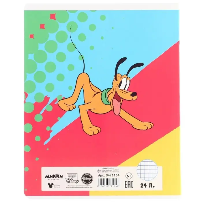 Тетрадь в клетку 24 листа, 5 видов МИКС, обложка мелованная бумага, &laquo;Минни Маус&raquo;
