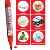 Маркер перманентный Crown Multi Marker 3-5 мм красный