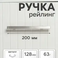 Ручка-рейлинг квадрат CAPPIO, м/о 128 мм, L=200 мм, нержавеющая сталь