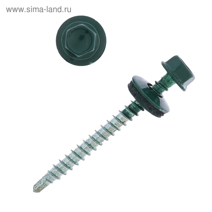 Саморезы кровельные 4.8х50(51) RAL6005, темно-зелен., 150 шт. Саморезы кровельные 4.8х50(51) RAL6005, темно-зелен., 150 шт.