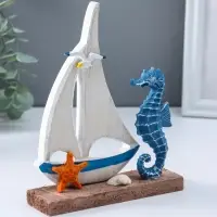 Сувенир интерьерный "Морской конёк и парусник" 4х14х17,5 см