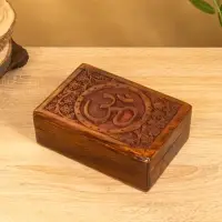 Шкатулка резная "Ом" 18х13х6 см, дерево шишам
