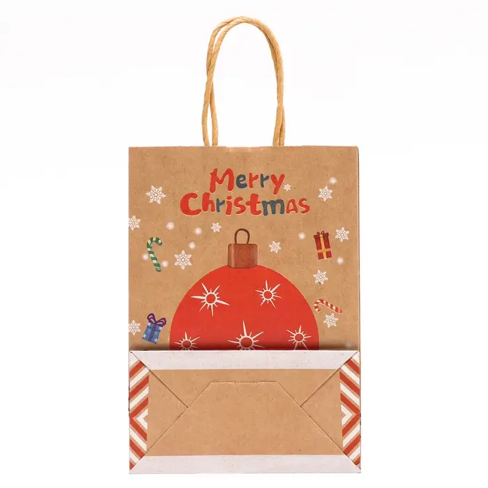 Пакет бумажный подарочный новогодний крафт «Новогодний шар», 15×21×8 см Пакет бумажный подарочный новогодний крафт «Новогодний шар», 15×21×8 см