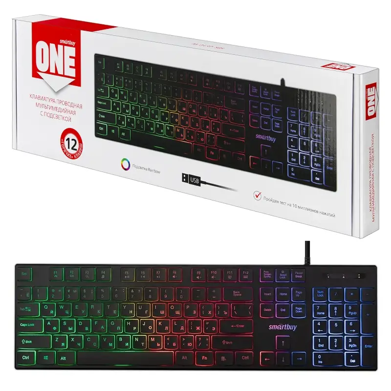 Клавиатура проводная с подсветкой Smartbuy ONE 251 USB черная (SBK-251U-K)/20 Клавиатура проводная с подсветкой Smartbuy ONE 251 USB черная (SBK-251U-K)/20