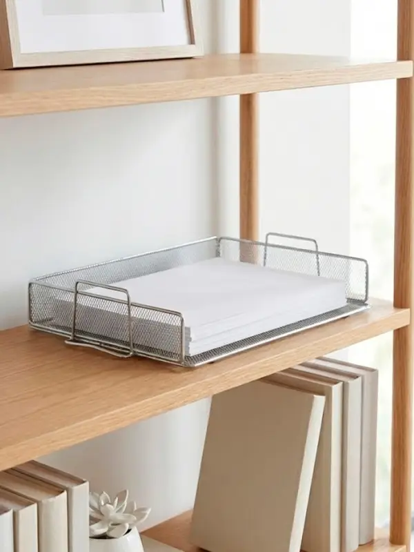 Лоток для бумаг Calligrata, горизонтальный, металлическая сетка, 1 отделение, серебро